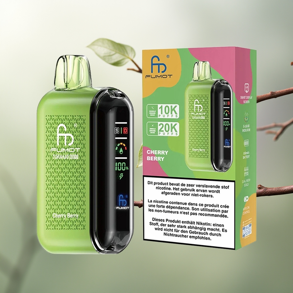 Wholesale Pakistan Fumot Tornado 20000 Puffs Disposable Vape Cherry Berry 20mg/ml Nicotine Contain