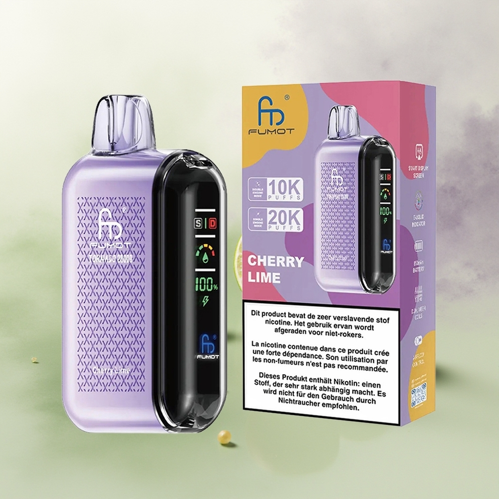 Wholesale Pakistan Fumot Tornado 20000 Puffs Disposable Vape Cherry Lime 20mg/ml Nicotine Contain