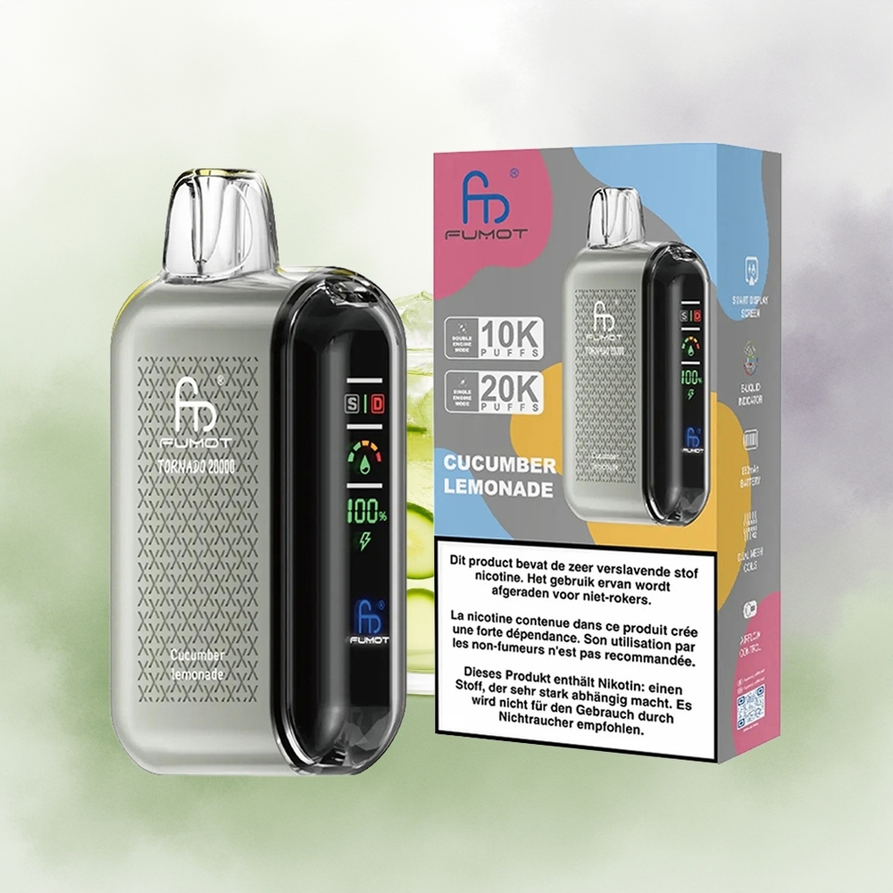 Wholesale Pakistan Fumot Tornado 20000 Puffs Disposable Vape Cucumber Lemonade 20mg/ml Nicotine Contain