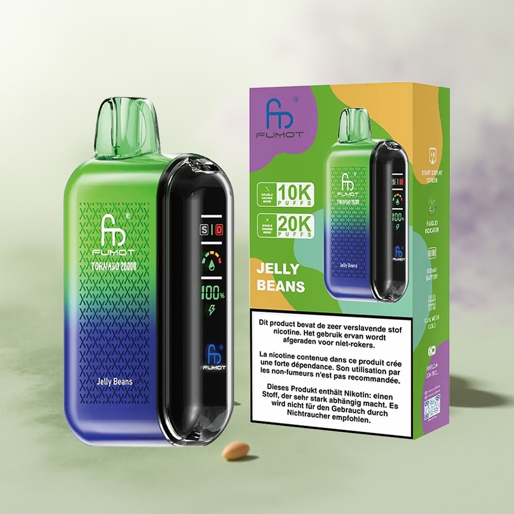 Wholesale Pakistan Fumot Tornado 20000 Puffs Disposable Vape Jelly Beans 20mg/ml Nicotine Contain