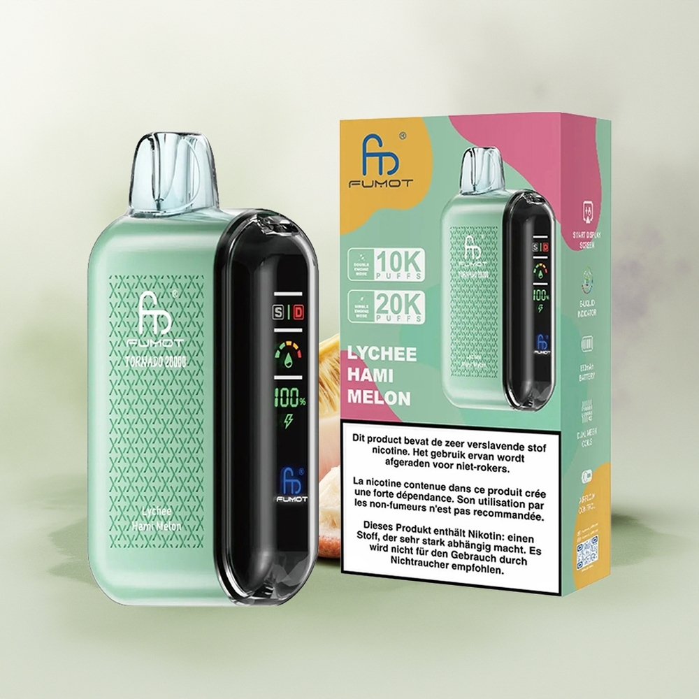 Wholesale Pakistan Fumot Tornado 20000 Puffs Disposable Vape Lychee Hami Melon 20mg/ml Nicotine Contain