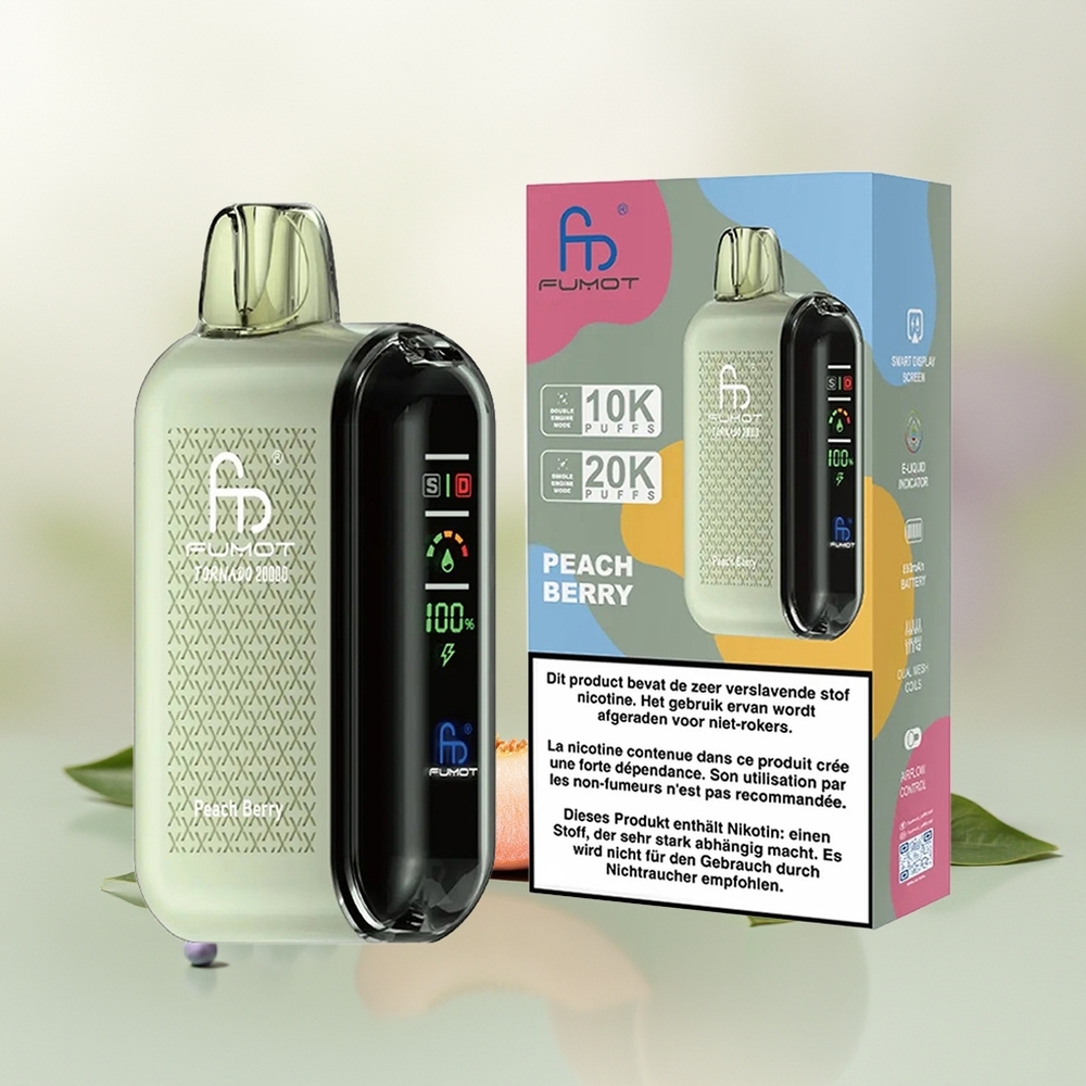 Wholesale Pakistan Fumot Tornado 20000 Puffs Disposable Vape Peach Berry 20mg/ml Nicotine Contain