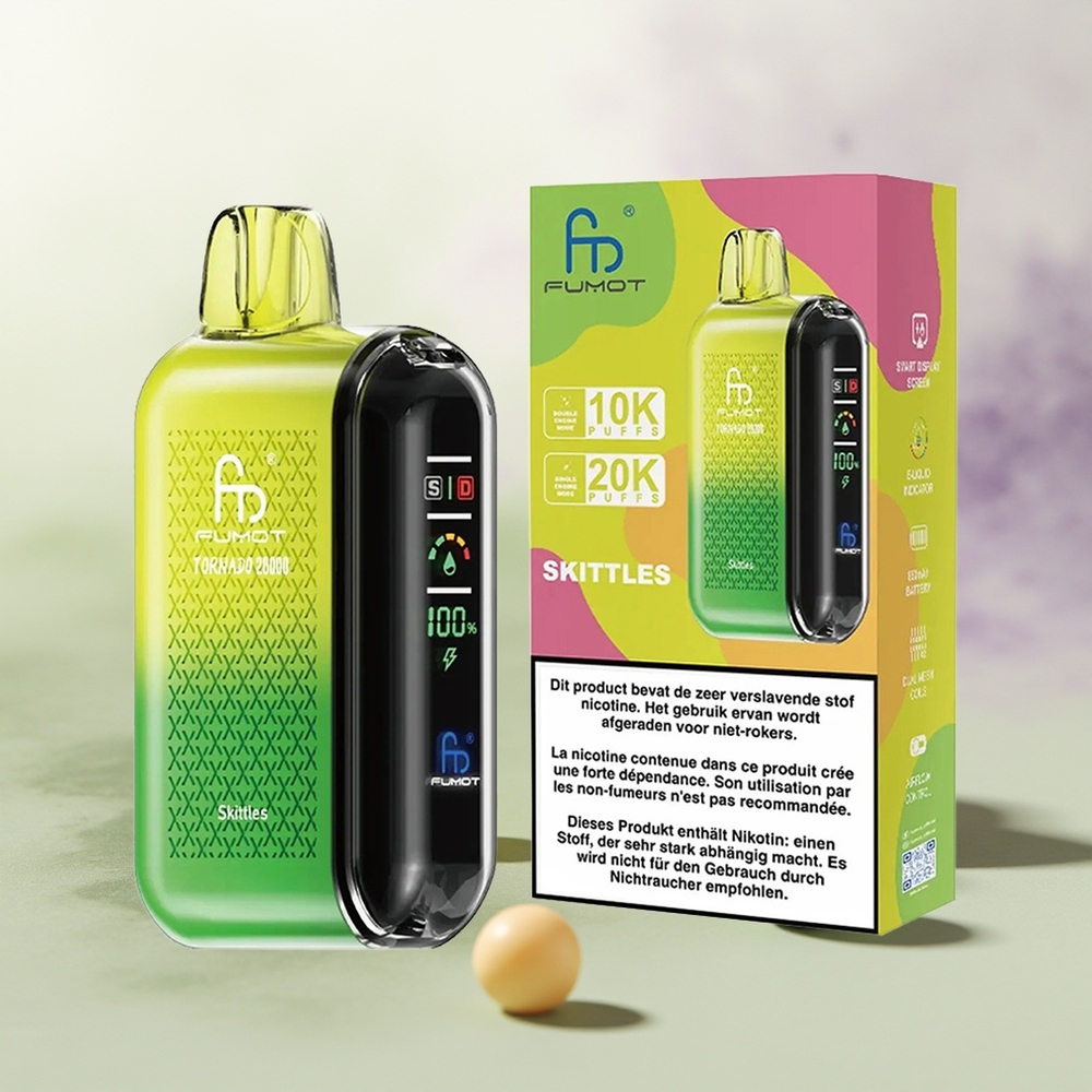 Wholesale Pakistan Fumot Tornado 20000 Puffs Disposable Vape Skittles 20mg/ml Nicotine Contain