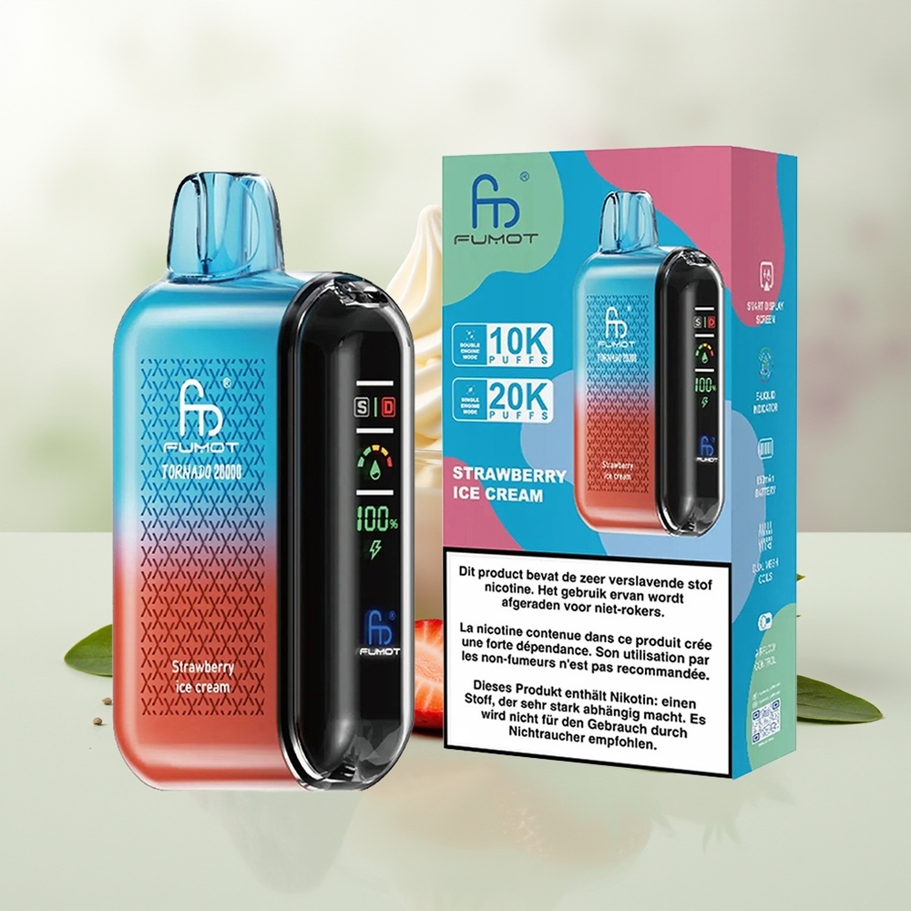 Wholesale Pakistan Fumot Tornado 20000 Puffs Disposable Vape Strawberry Ice Cream 20mg/ml Nicotine Contain