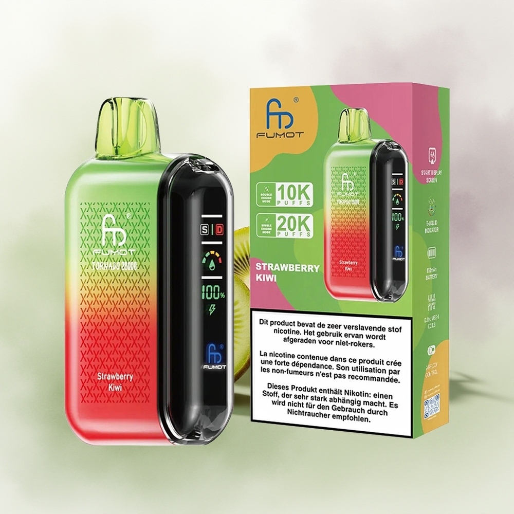 Wholesale Pakistan Fumot Tornado 20000 Puffs Disposable Vape Strawberry Kiwi 20mg/ml Nicotine Contain
