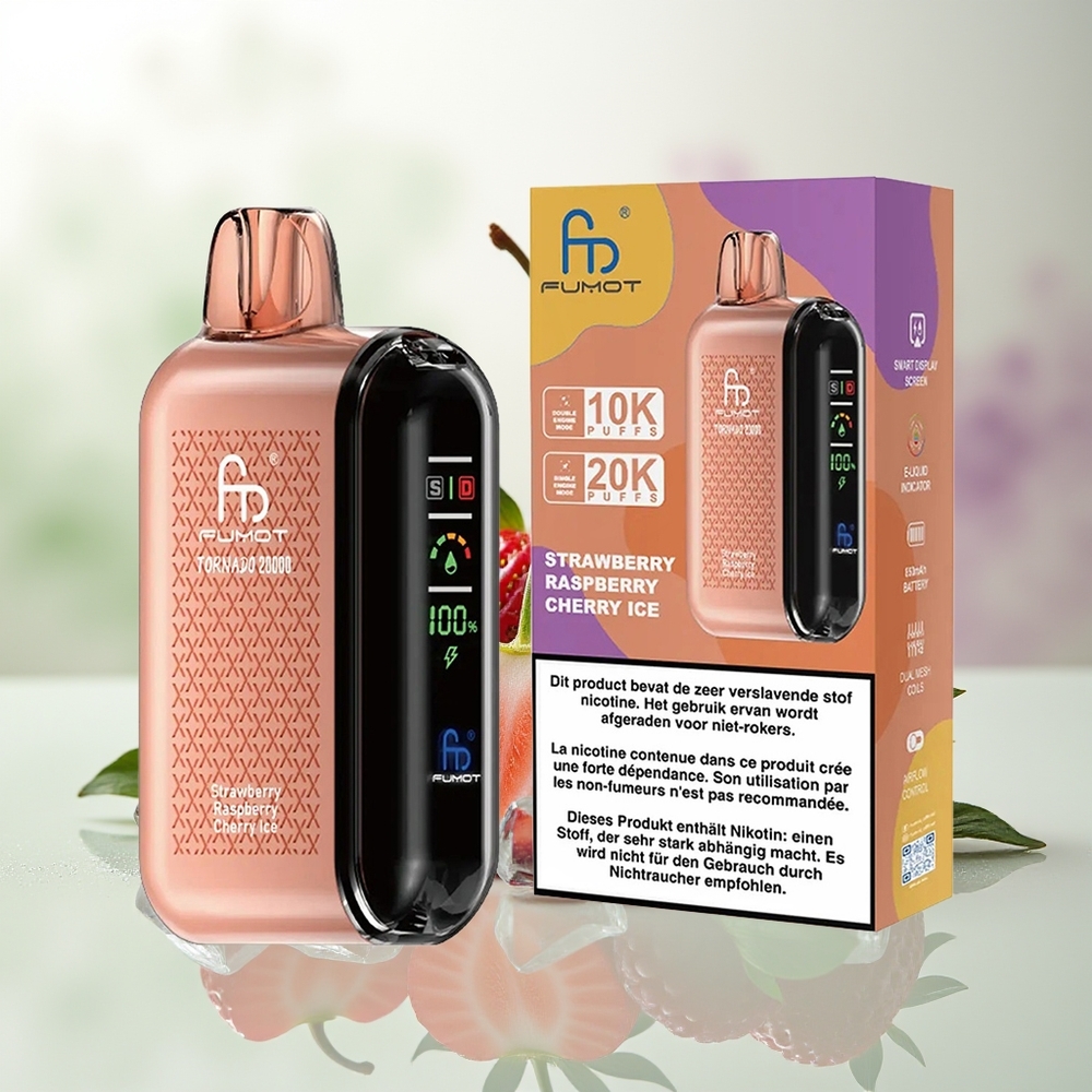 Wholesale Pakistan Fumot Tornado 20000 Puffs Disposable Vape Strawberry Raspberry Cherry Ice 20mg/ml Nicotine Contain