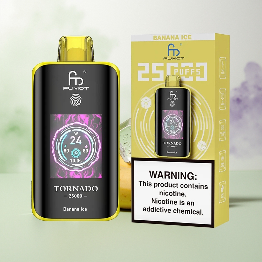 Wholesale Pakistan Fumot Tornado 25000 Puffs Disposable Vape Banana Ice 0%,2%,3%,5% Nicotine Contain