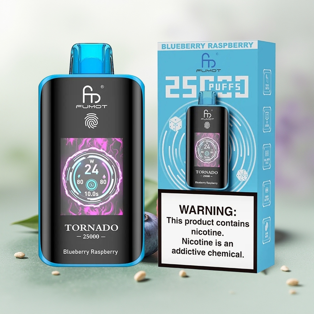 Wholesale Pakistan Fumot Tornado 25000 Puffs Disposable Vape Blueberry Raspberry 0%,2%,3%,5% Nicotine Contain