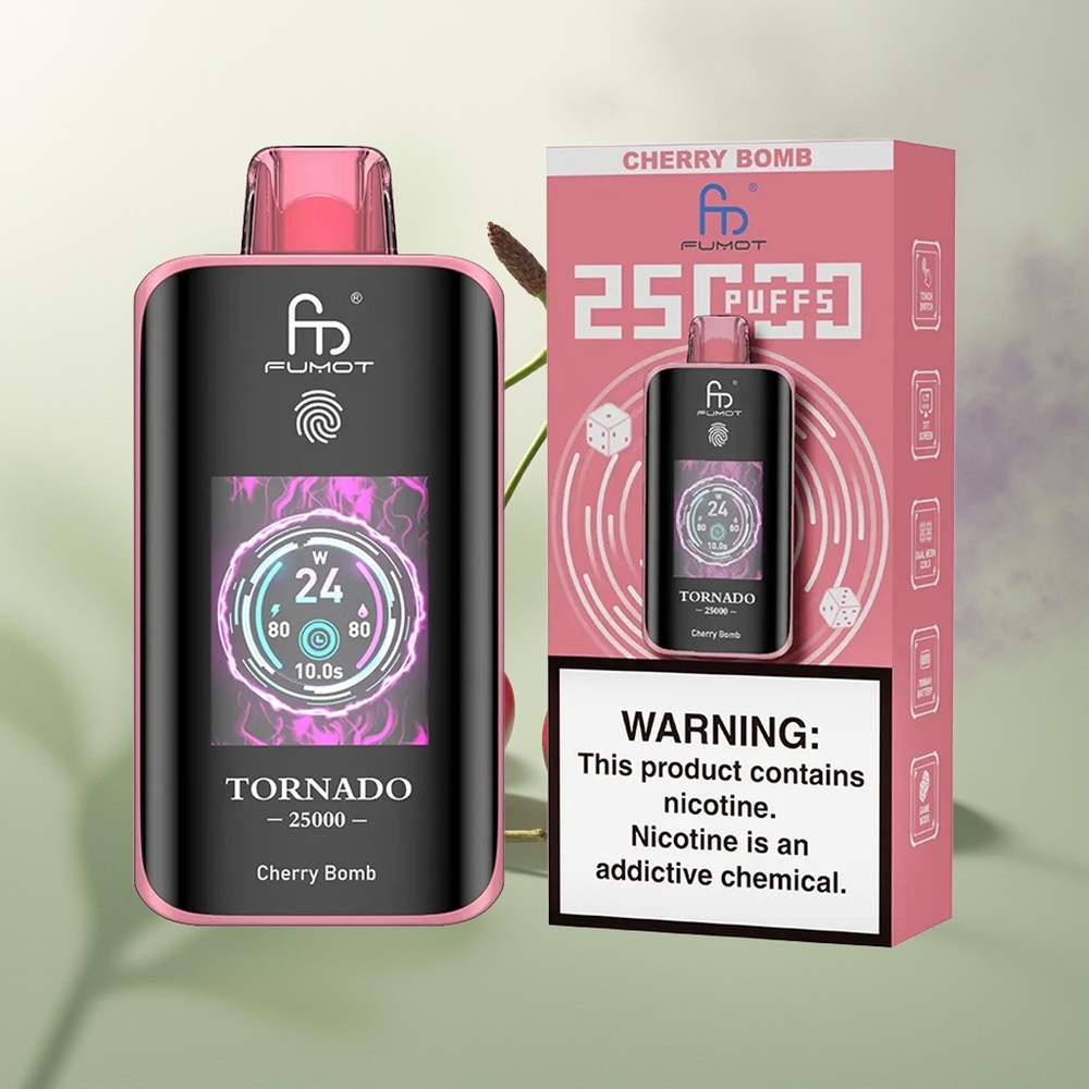 Wholesale Pakistan Fumot Tornado 25000 Puffs Disposable Vape Cherry Bomb 0%,2%,3%,5% Nicotine Contain