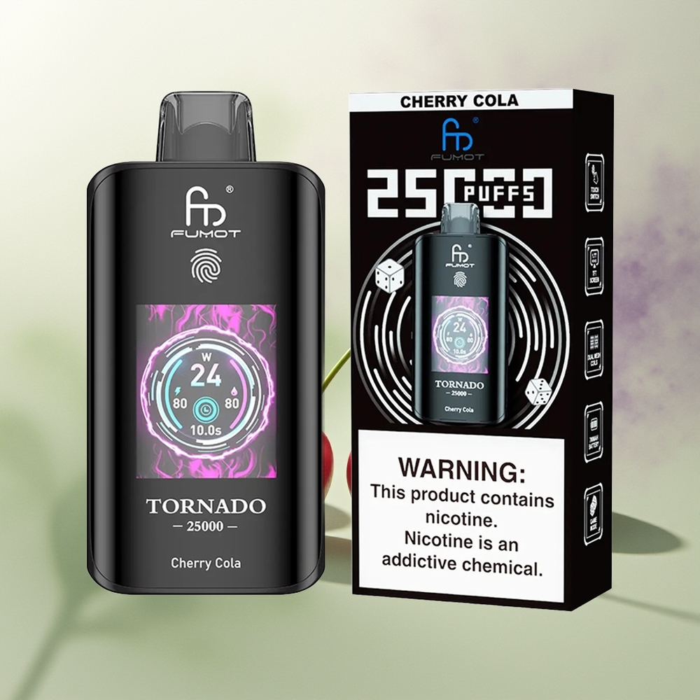 Wholesale Pakistan Fumot Tornado 25000 Puffs Disposable Vape Cherry Cola 0%,2%,3%,5% Nicotine Contain
