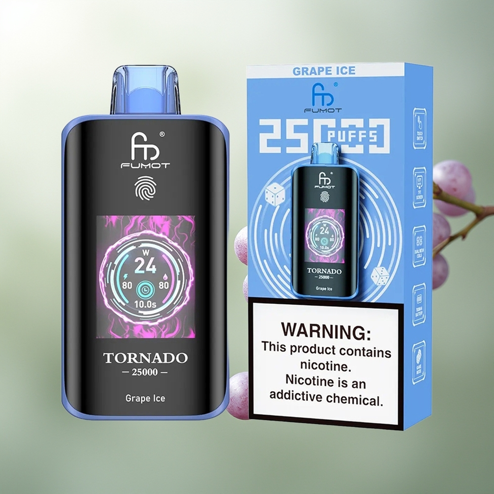 Wholesale Pakistan Fumot Tornado 25000 Puffs Disposable Vape Grape Ice 0%,2%,3%,5% Nicotine Contain