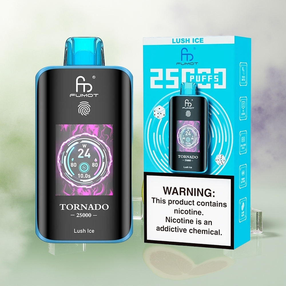 Wholesale Pakistan Fumot Tornado 25000 Puffs Disposable Vape Lush Ice 0%,2%,3%,5% Nicotine Contain