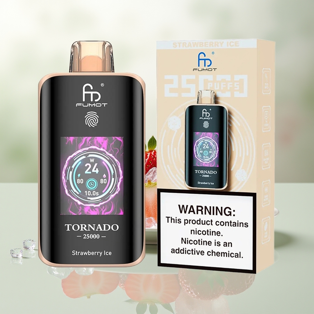 Wholesale Pakistan Fumot Tornado 25000 Puffs Disposable Vape Strawberry Ice 0%,2%,3%,5% Nicotine Contain