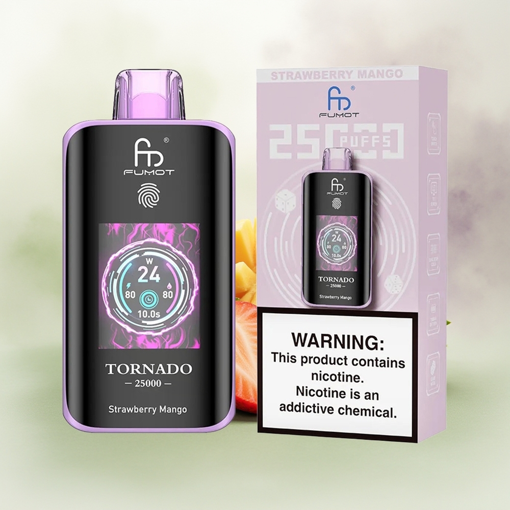 Wholesale Pakistan Fumot Tornado 25000 Puffs Disposable Vape Strawberry Mango 0%,2%,3%,5% Nicotine Contain