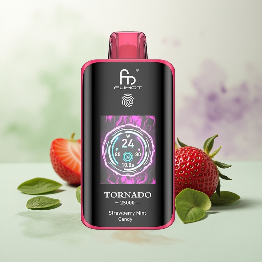 Wholesale Pakistan Fumot Tornado 25000 Puffs Disposable Vape Strawberry Mint Candy 0%,2%,3%,5% Nicotine Contain