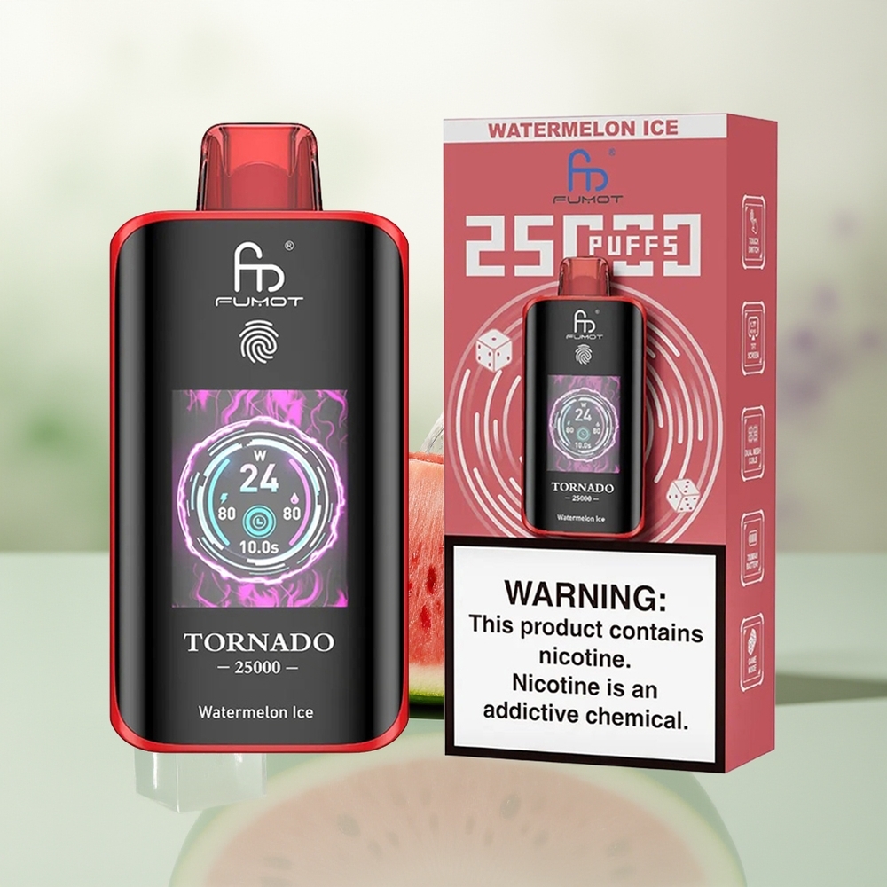 Wholesale Pakistan Fumot Tornado 25000 Puffs Disposable Vape Watermelon Ice 0%,2%,3%,5% Nicotine Contain