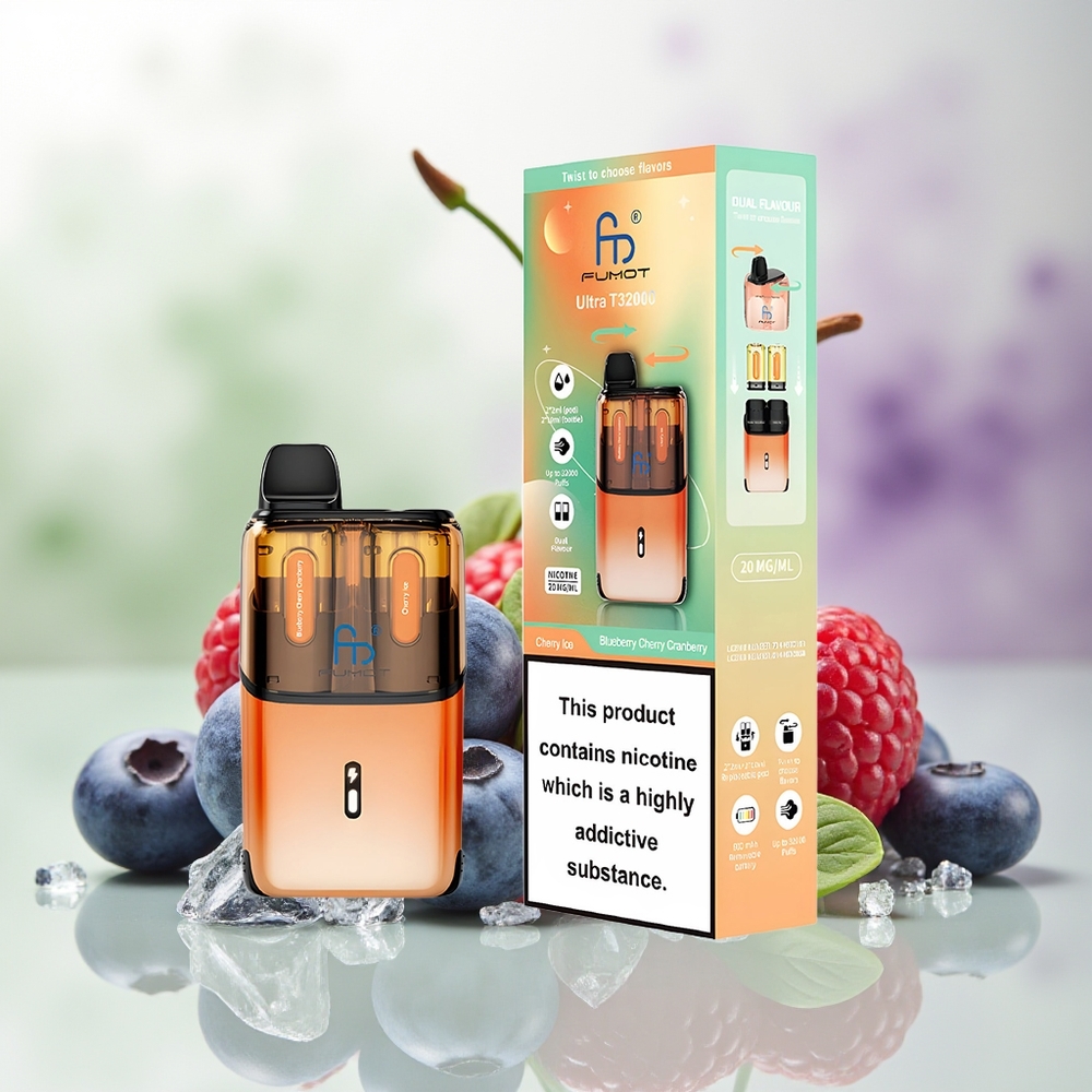 Wholesale Pakistan Fumot Ultra T32000 Disposable Vape Blueberry Cherry Cranberry - Cherry Ice 20mg/ml Nicotine Contain