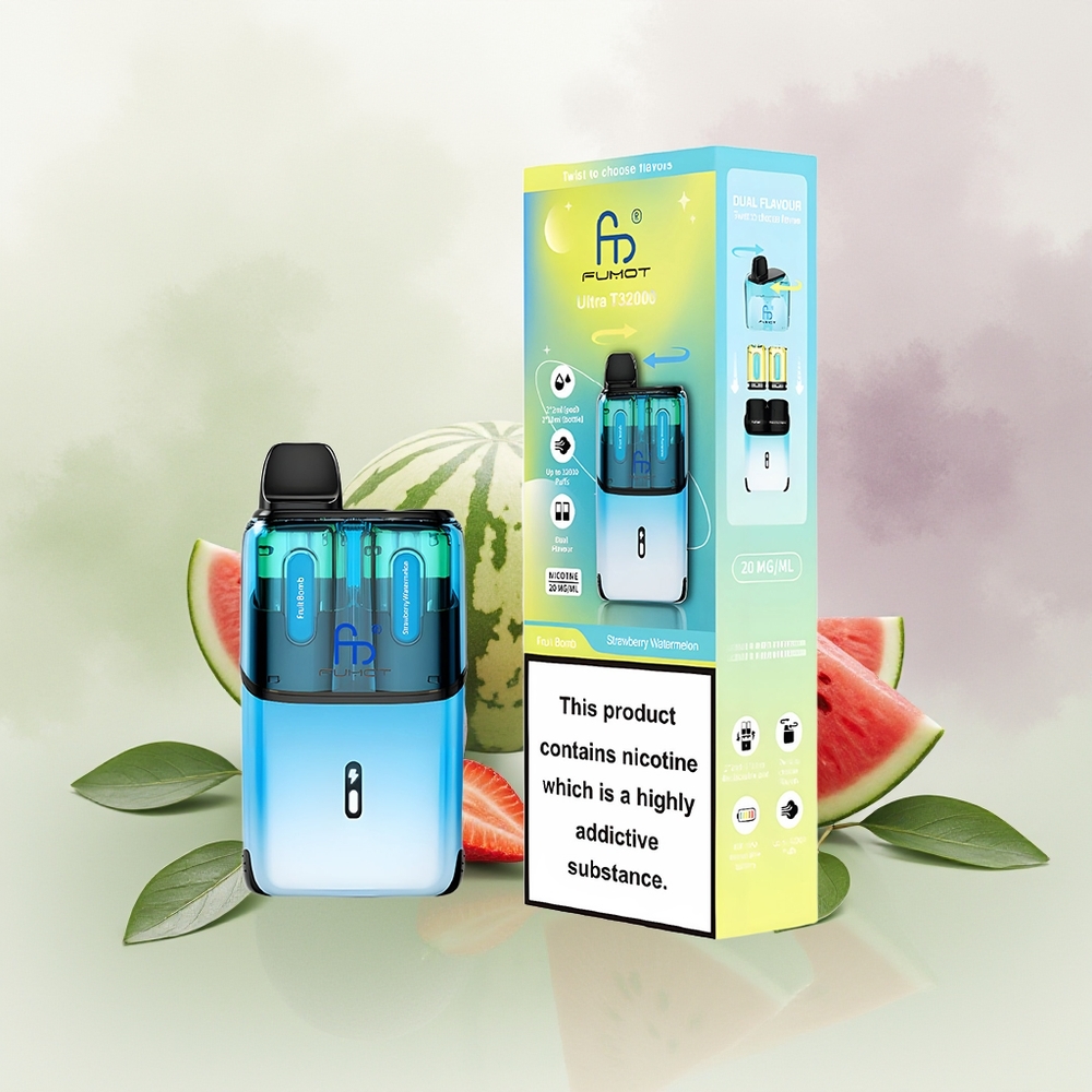 Wholesale Pakistan Fumot Ultra T32000 Disposable Vape Fruit Bomb -Strawberry Watermelon 20mg/ml Nicotine Contain