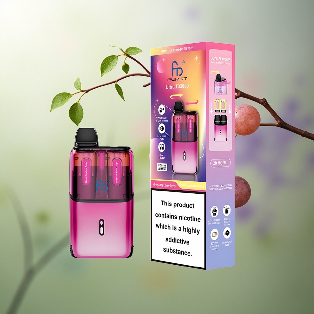 Wholesale Pakistan Fumot Ultra T32000 Disposable Vape Grape Rainbow Drops - Straw Rainbow Drops 20mg/ml Nicotine Contain
