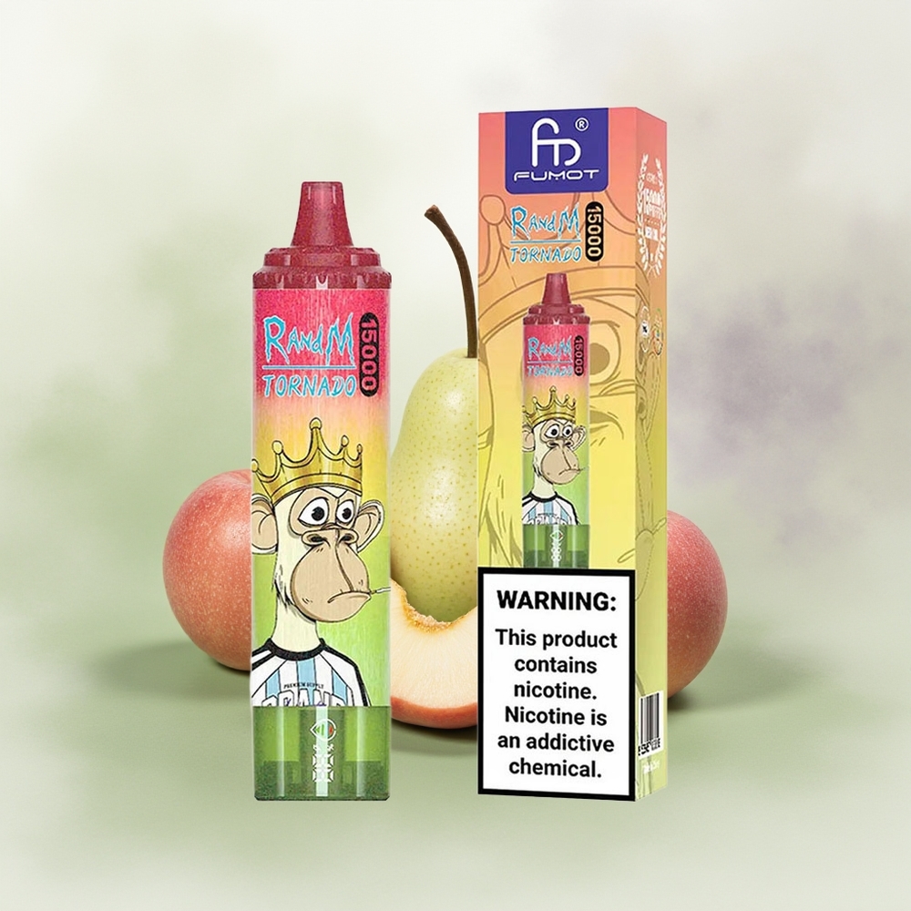 Wholesale Pakistan RandM Fumot Tornado 15000 Puffs Disposable Vape Apple Peach Pear 0%,2%,3%,5% Nicotine Contain