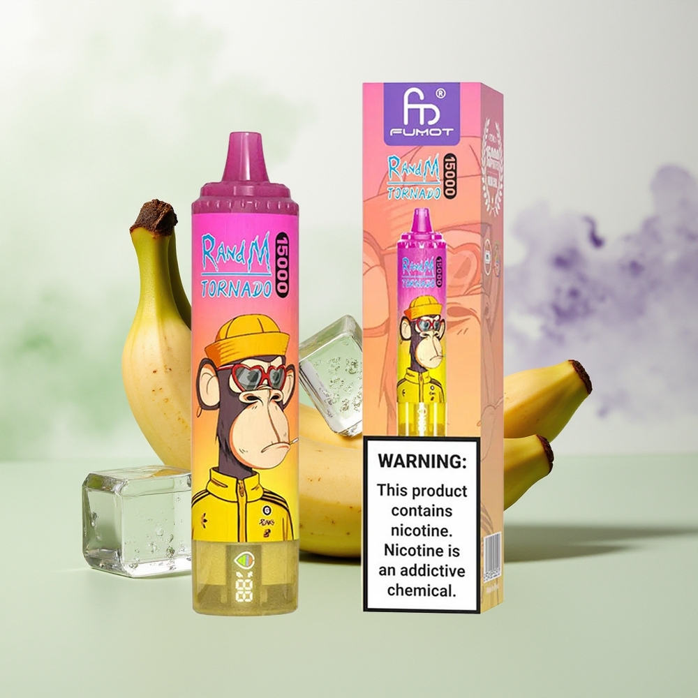 Wholesale Pakistan RandM Fumot Tornado 15000 Puffs Disposable Vape Banana Ice 0%,2%,3%,5% Nicotine Contain