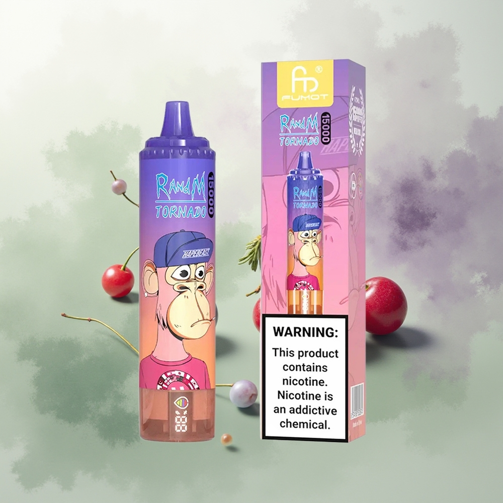 Wholesale Pakistan RandM Fumot Tornado 15000 Puffs Disposable Vape Blueberry Cherry Cranberry 0%,2%,3%,5% Nicotine Contain