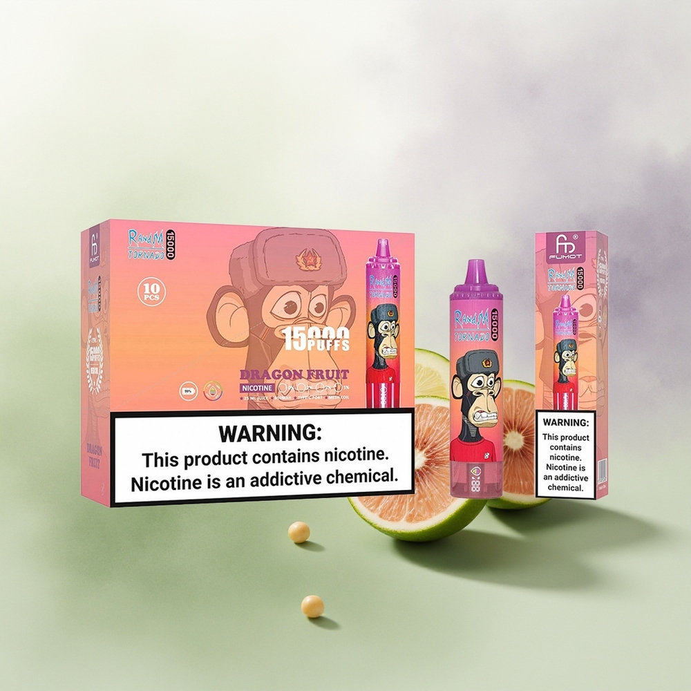 Wholesale Pakistan RandM Fumot Tornado 15000 Puffs Disposable Vape Dragon Fruit 0%,2%,3%,5% Nicotine Contain