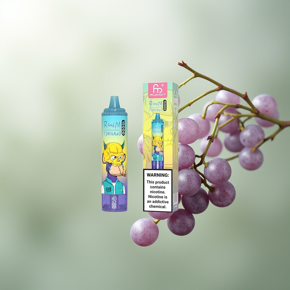 Wholesale Pakistan RandM Fumot Tornado 15000 Puffs Disposable Vape Grape Ice 0%,2%,3%,5% Nicotine Contain