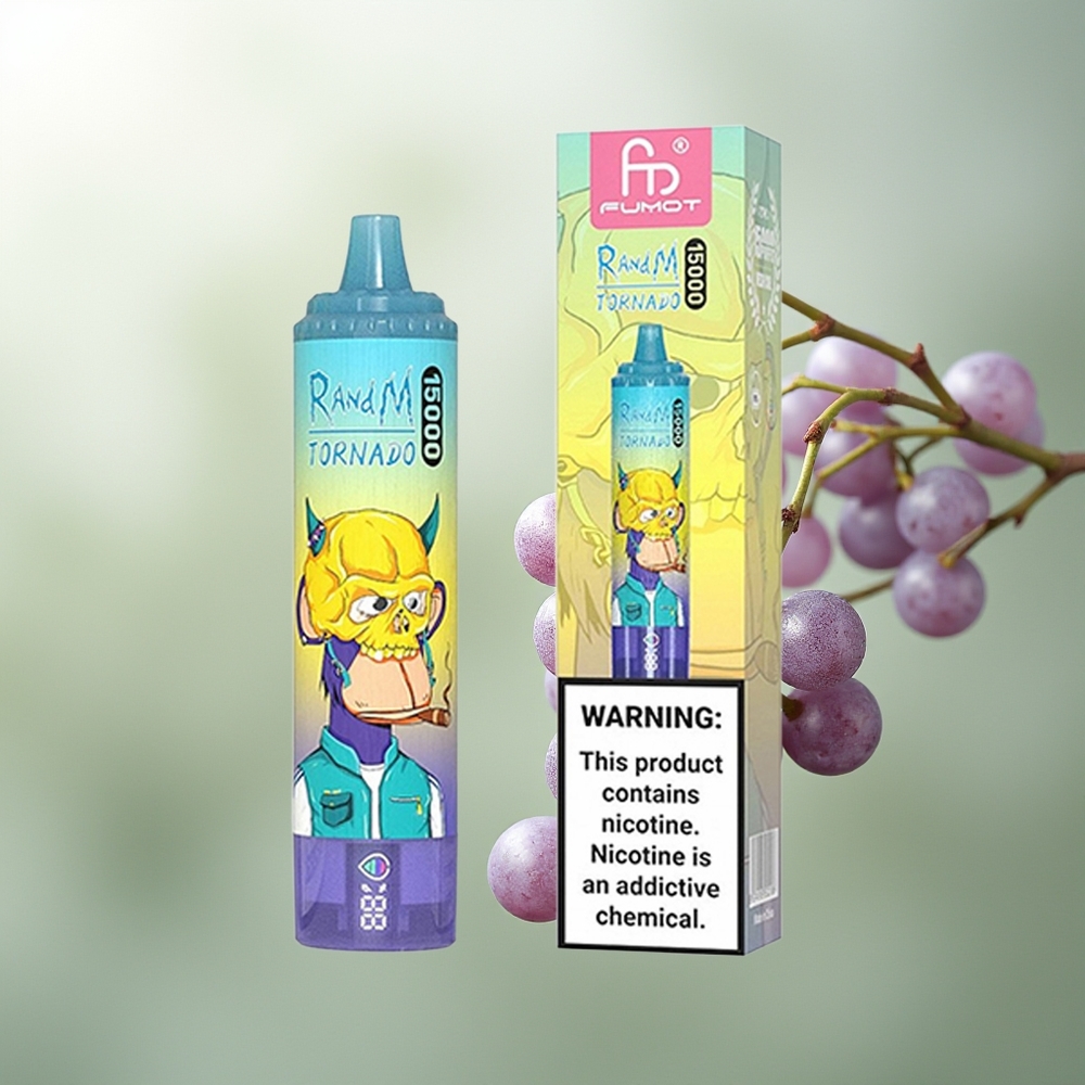 Wholesale Pakistan RandM Fumot Tornado 15000 Puffs Disposable Vape Grape Ice 0%,2%,3%,5% Nicotine Contain