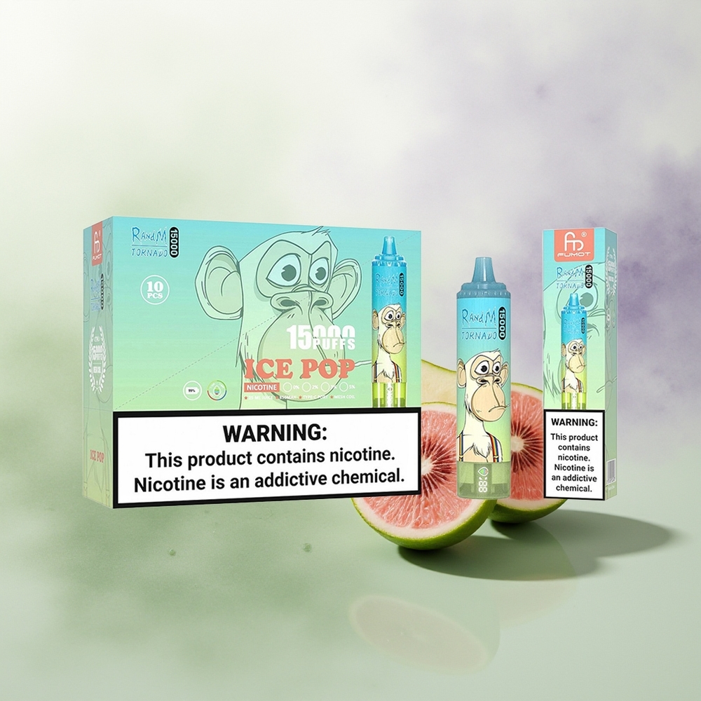 Wholesale Pakistan RandM Fumot Tornado 15000 Puffs Disposable Vape Ice Pop 0%,2%,3%,5% Nicotine Contain