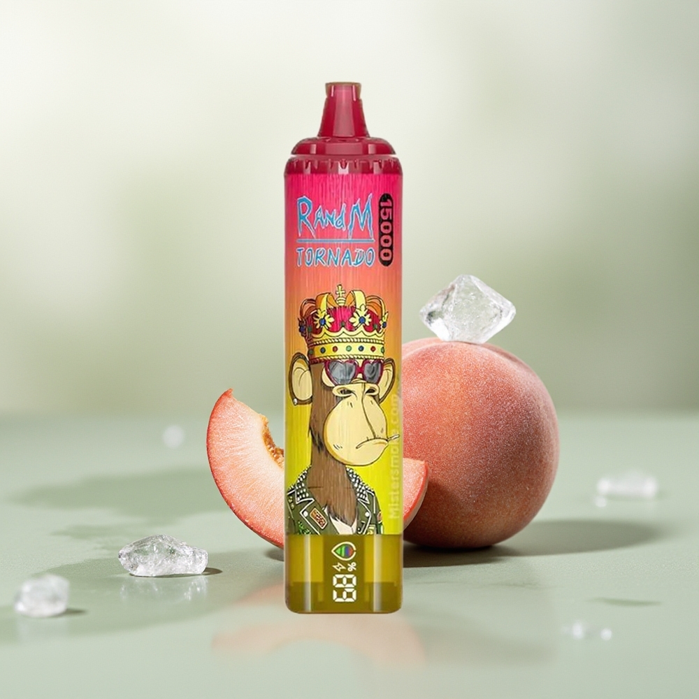 Wholesale Pakistan RandM Fumot Tornado 15000 Puffs Disposable Vape Iced Peach 0%,2%,3%,5% Nicotine Contain
