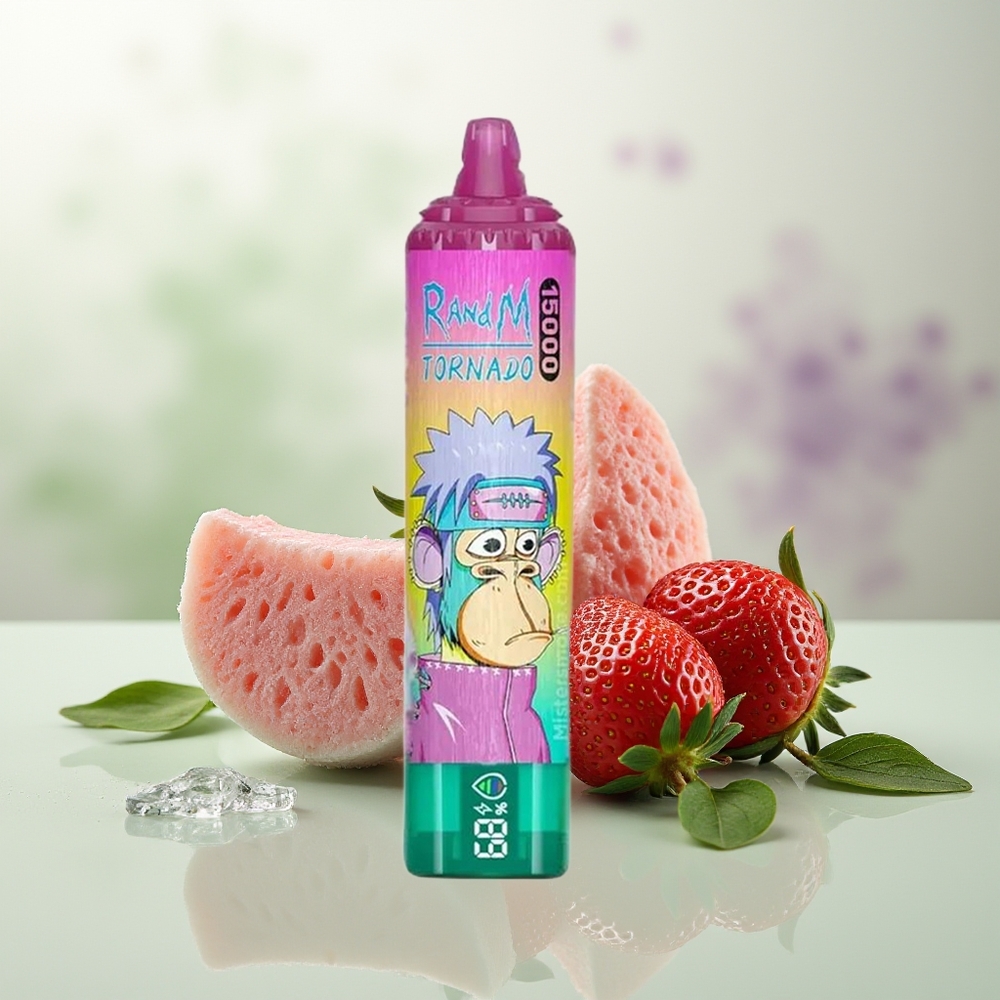Wholesale Pakistan RandM Fumot Tornado 15000 Puffs Disposable Vape Iced Strawberry 0%,2%,3%,5% Nicotine Contain