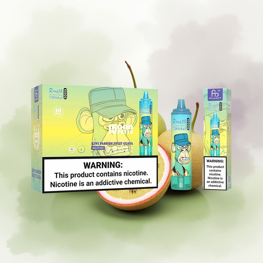 Wholesale Pakistan RandM Fumot Tornado 15000 Puffs Disposable Vape Kiwi Passion Fruit Guava 0%,2%,3%,5% Nicotine Contain