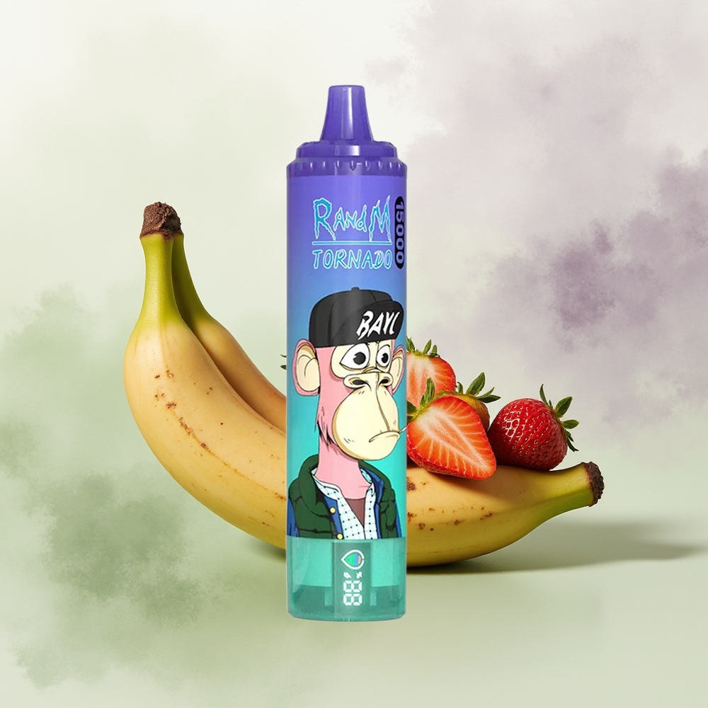 Wholesale Pakistan RandM Fumot Tornado 15000 Puffs Disposable Vape Strawberry Banana 0%,2%,3%,5% Nicotine Contain