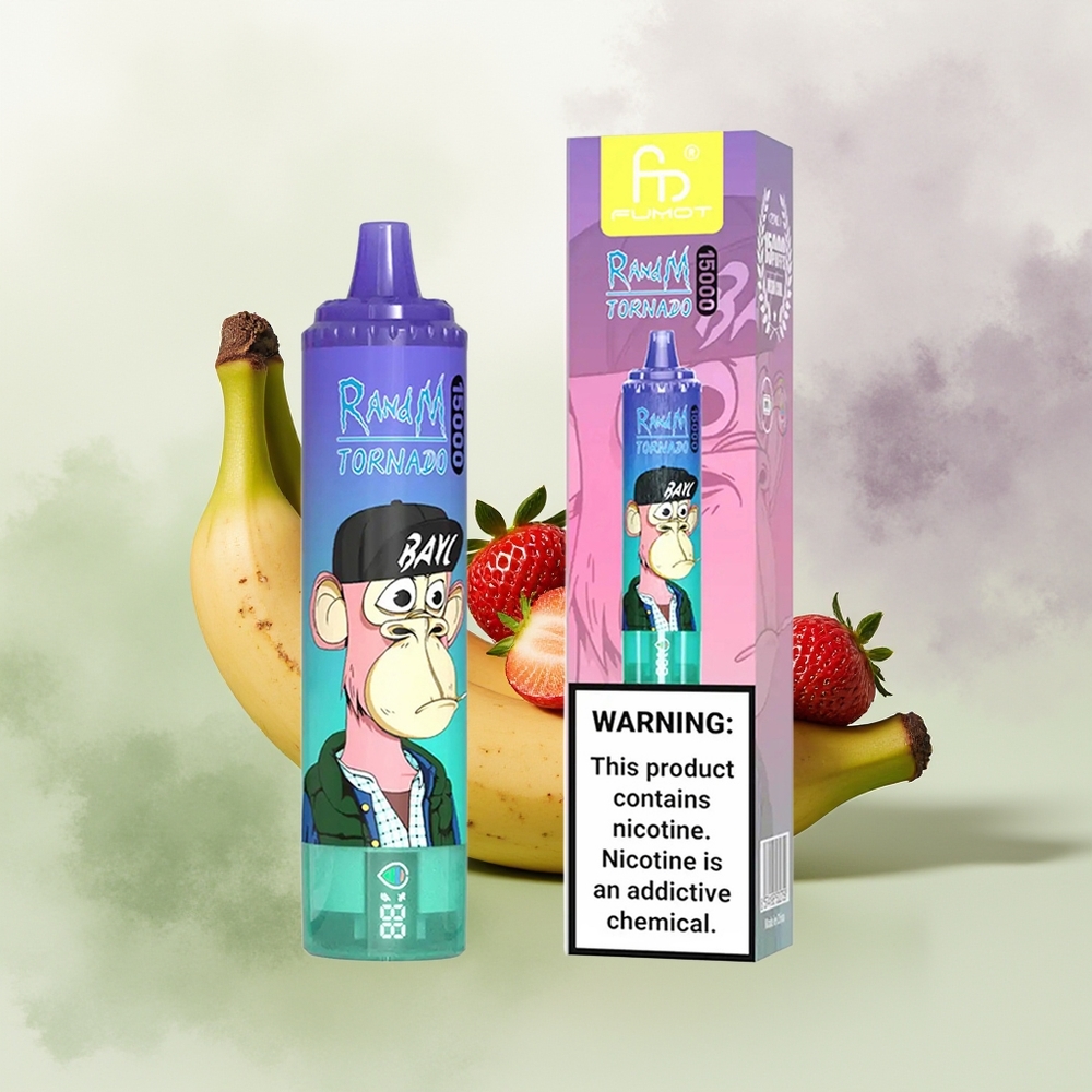 Wholesale Pakistan RandM Fumot Tornado 15000 Puffs Disposable Vape Strawberry Banana 0%,2%,3%,5% Nicotine Contain