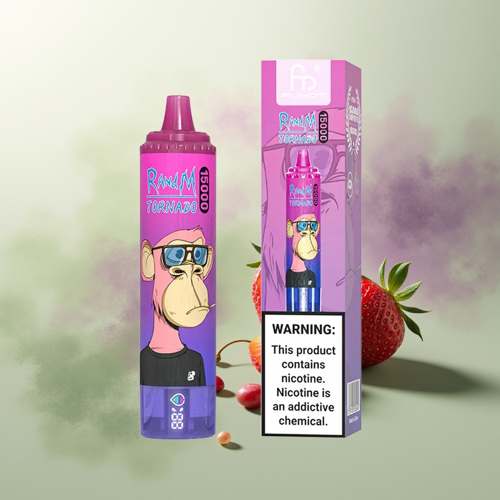 Wholesale Pakistan RandM Fumot Tornado 15000 Puffs Disposable Vape Strawberry Grape 0%,2%,3%,5% Nicotine Contain