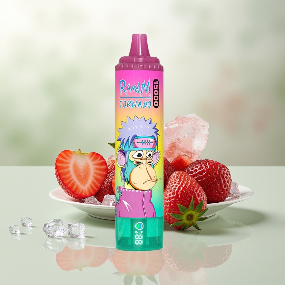 Wholesale Pakistan RandM Fumot Tornado 15000 Puffs Disposable Vape Strawberry Ice 0%,2%,3%,5% Nicotine Contain