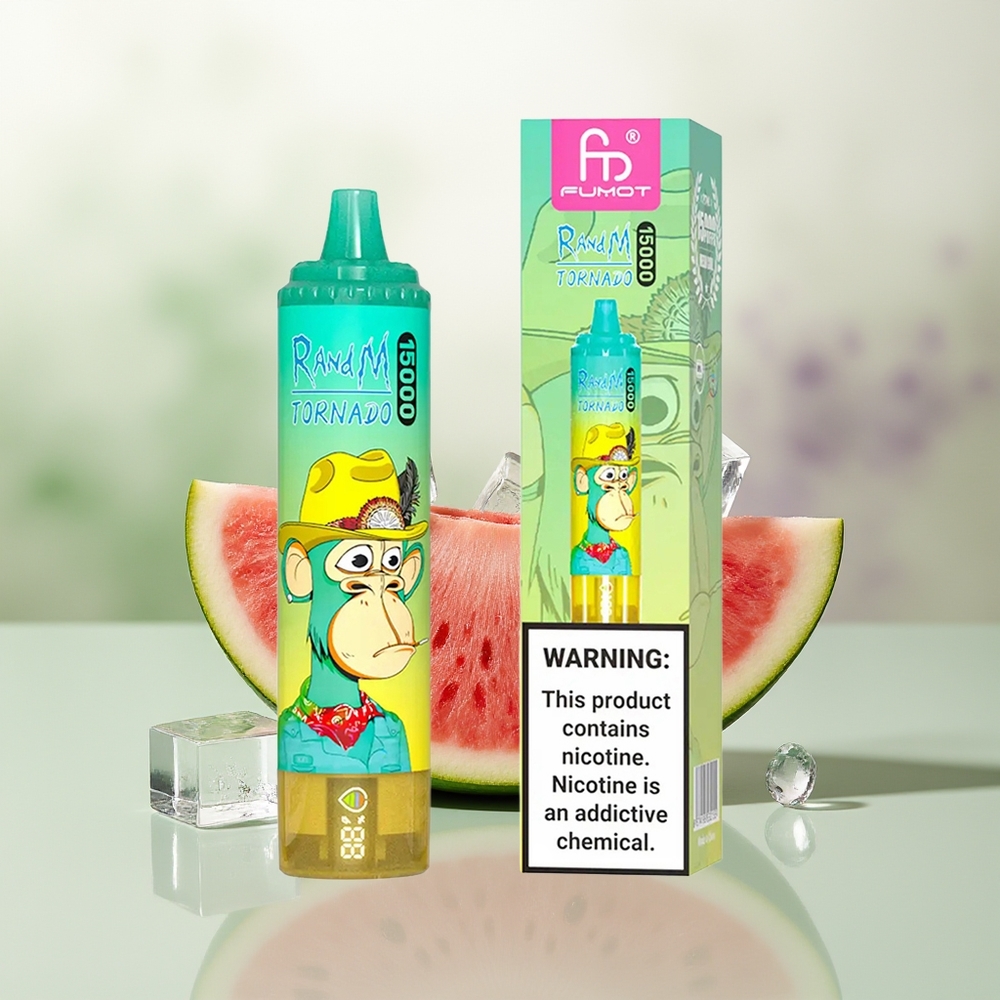 Wholesale Pakistan RandM Fumot Tornado 15000 Puffs Disposable Vape Watermelon Ice 0%,2%,3%,5% Nicotine Contain
