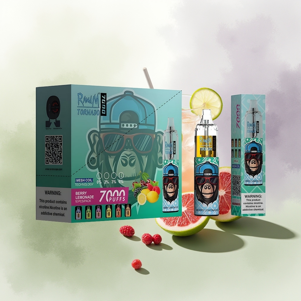 Wholesale Pakistan RandM Fumot Tornado 7000 Puffs Disposable Vape Berry Lemonade 0%,2%,3%,5% Nicotine Contain