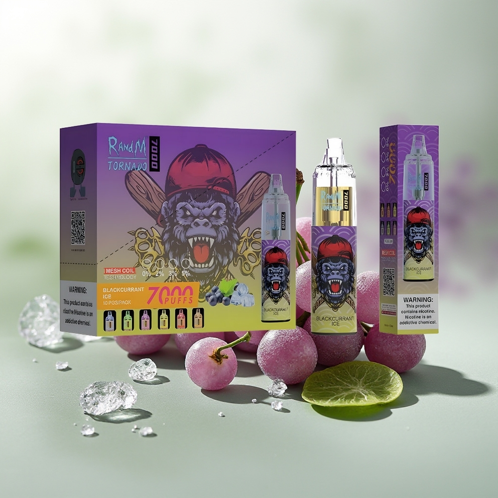 Wholesale Pakistan RandM Fumot Tornado 7000 Puffs Disposable Vape Blackcurrant Ice 0%,2%,3%,5% Nicotine Contain