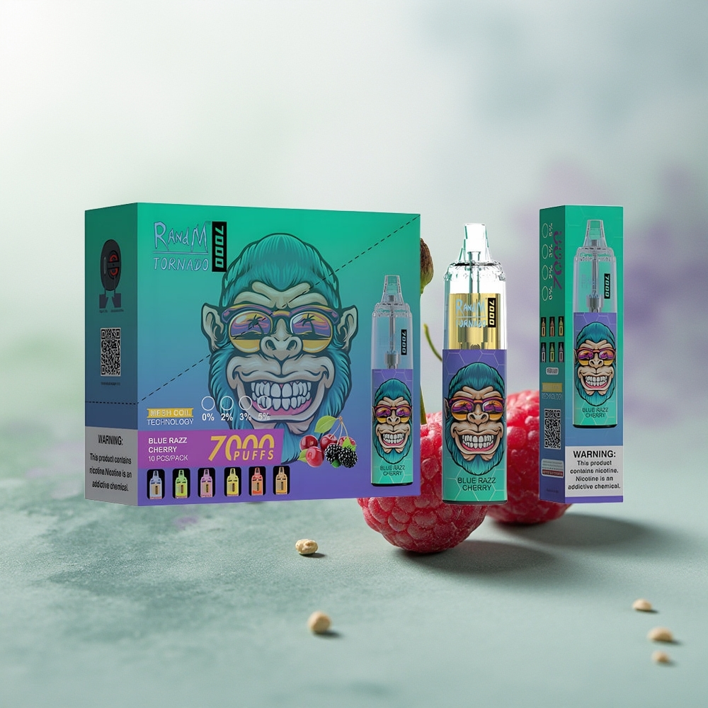 Wholesale Pakistan RandM Fumot Tornado 7000 Puffs Disposable Vape Blue Razz Cherry 0%,2%,3%,5% Nicotine Contain