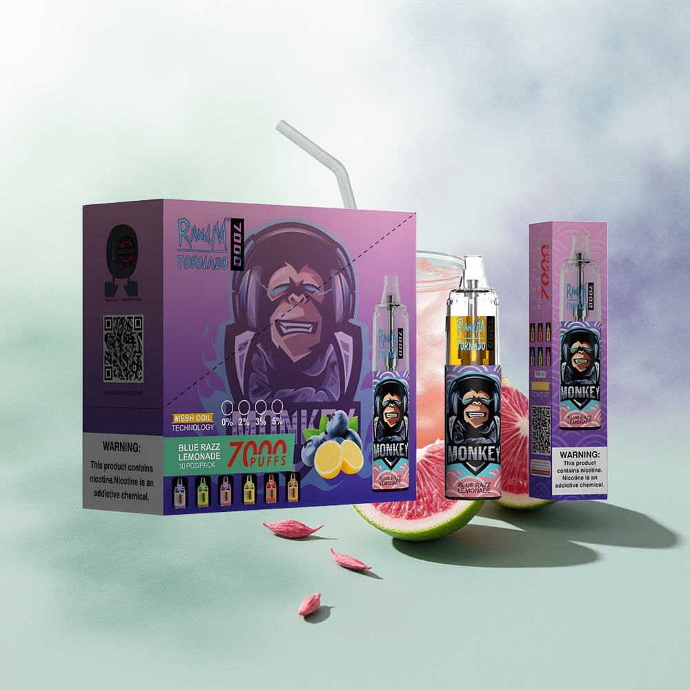 Wholesale Pakistan RandM Fumot Tornado 7000 Puffs Disposable Vape Blue Razz Lemonade 0%,2%,3%,5% Nicotine Contain