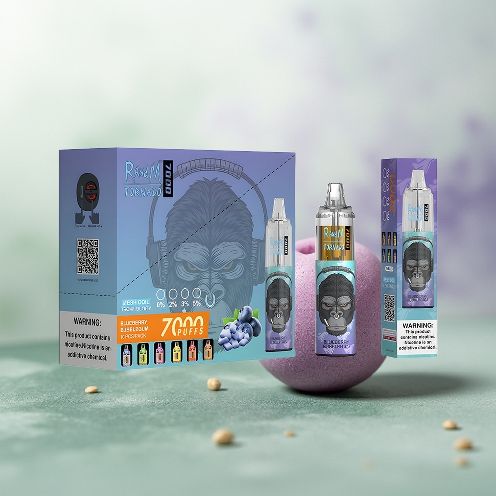 Wholesale Pakistan RandM Fumot Tornado 7000 Puffs Disposable Vape Blueberry Bubblegum 0%,2%,3%,5% Nicotine Contain