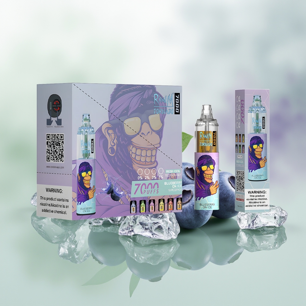 Wholesale Pakistan RandM Fumot Tornado 7000 Puffs Disposable Vape Blueberry On Ice 0%,2%,3%,5% Nicotine Contain