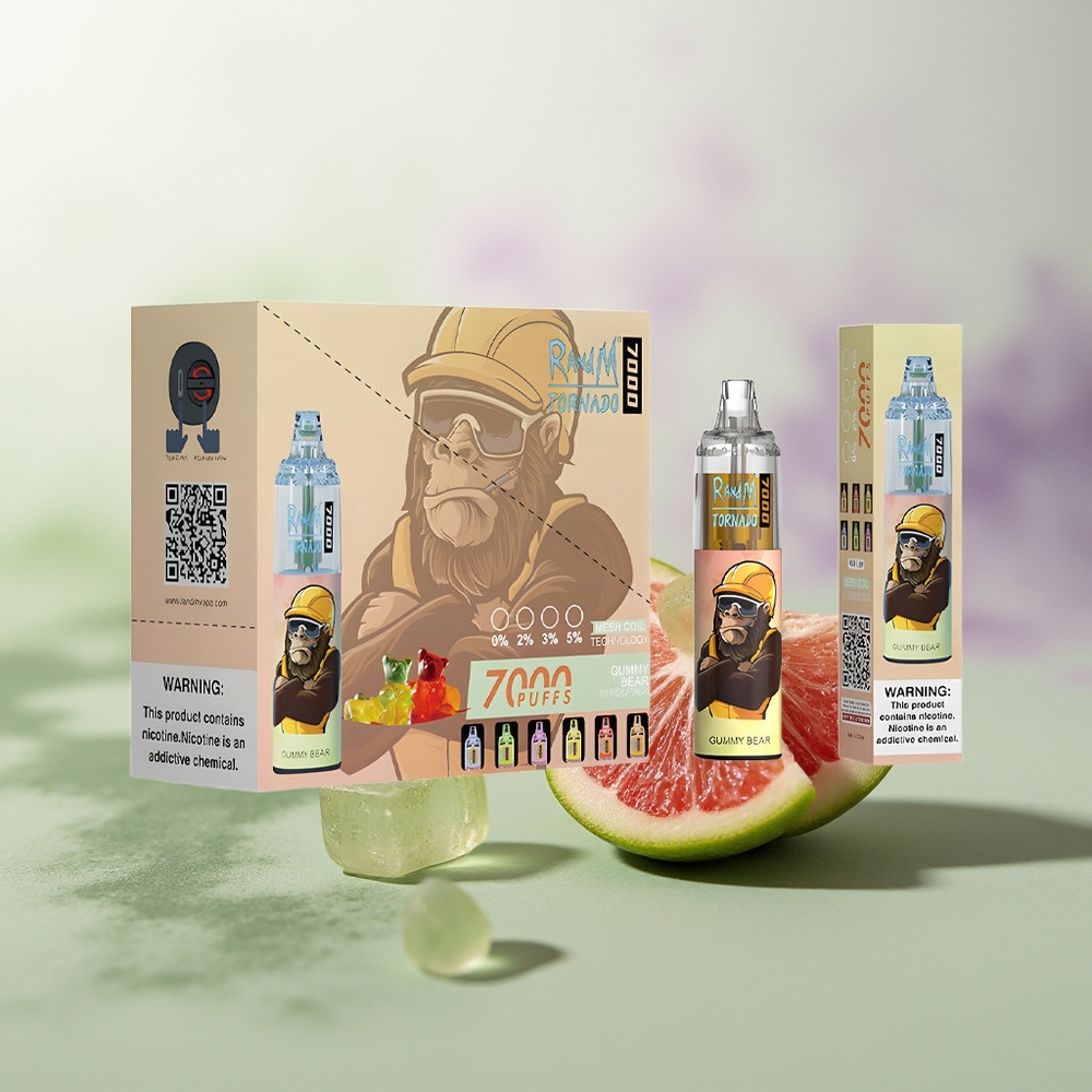 Wholesale Pakistan RandM Fumot Tornado 7000 Puffs Disposable Vape Gummy Bear 0%,2%,3%,5% Nicotine Contain