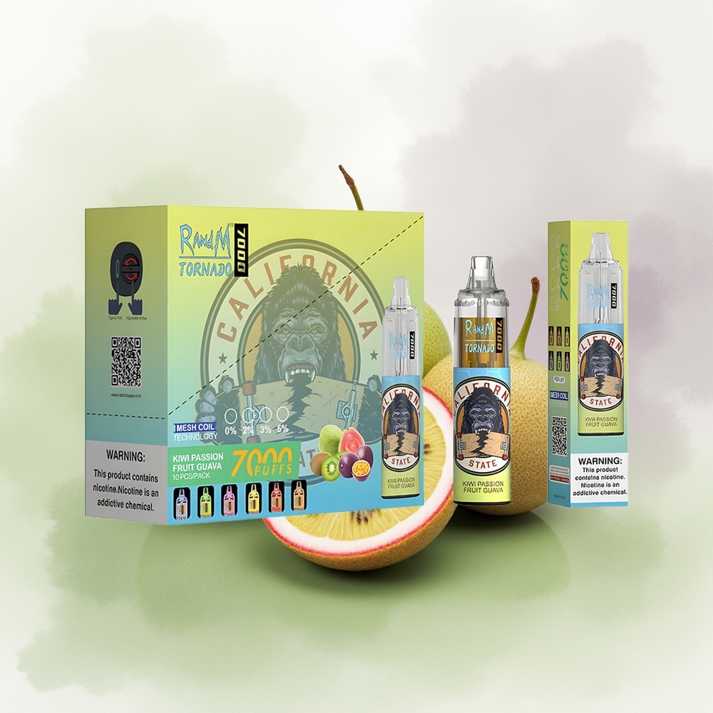 Wholesale Pakistan RandM Fumot Tornado 7000 Puffs Disposable Vape Kiwi Passion Fruit Guava 0%,2%,3%,5% Nicotine Contain