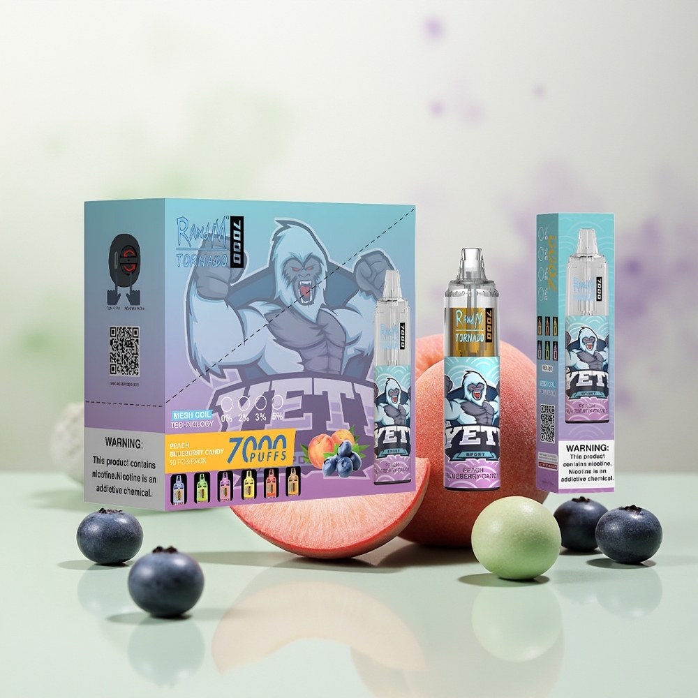 Wholesale Pakistan RandM Fumot Tornado 7000 Puffs Disposable Vape Peach Blueberry Candy 0%,2%,3%,5% Nicotine Contain