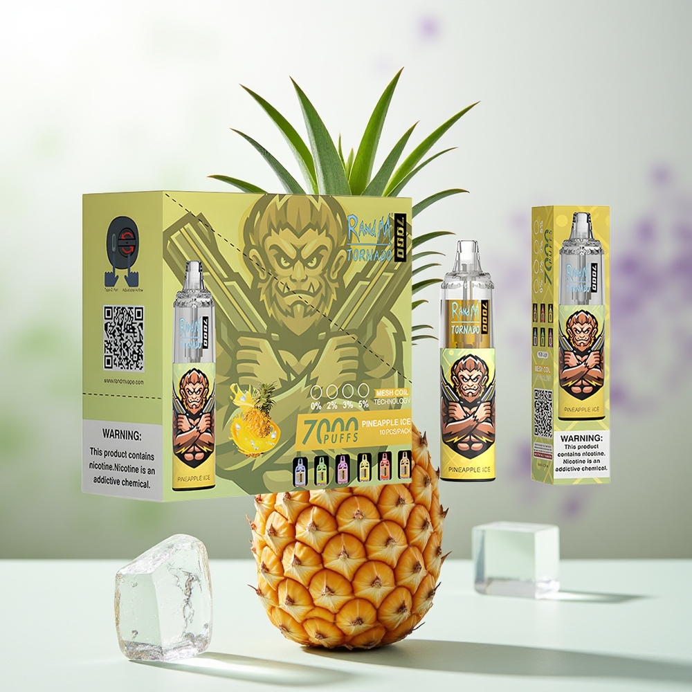Wholesale Pakistan RandM Fumot Tornado 7000 Puffs Disposable Vape Pineapple Ice 0%,2%,3%,5% Nicotine Contain