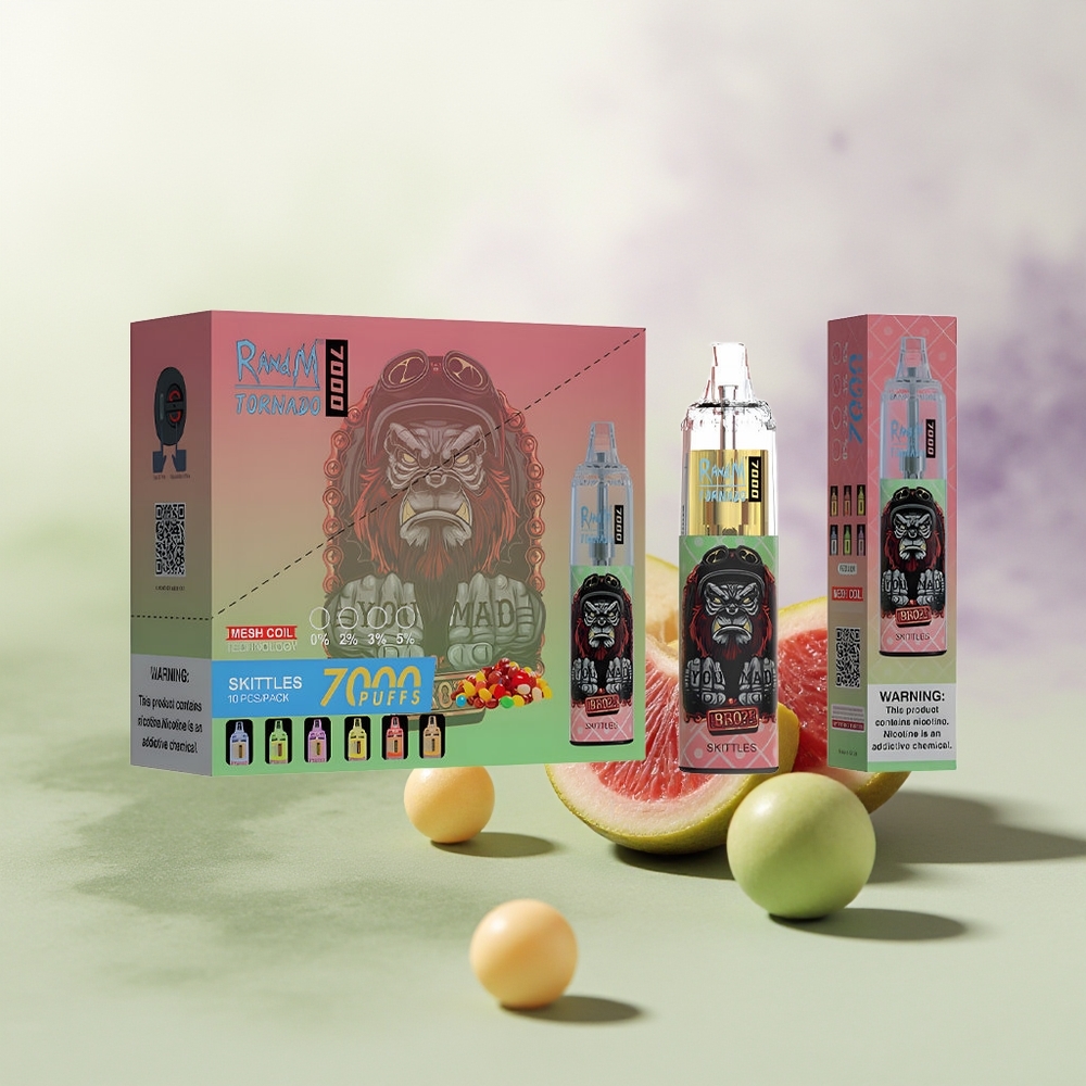 Wholesale Pakistan RandM Fumot Tornado 7000 Puffs Disposable Vape Skittles 0%,2%,3%,5% Nicotine Contain