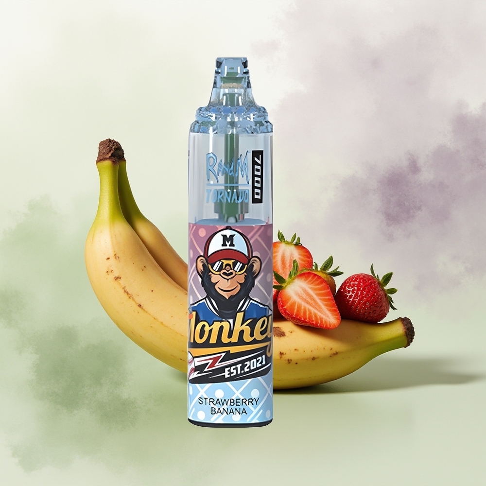 Wholesale Pakistan RandM Fumot Tornado 7000 Puffs Disposable Vape Strawberry Banana 0%,2%,3%,5% Nicotine Contain